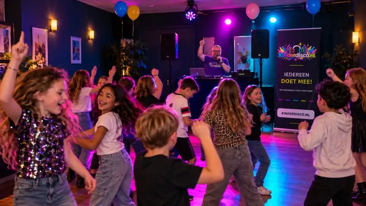 DJ Martin van Kinderdisco.nl op een feest voor oudere kinderen