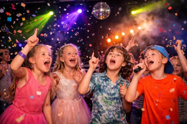 Kinderen zingen samen op een feest