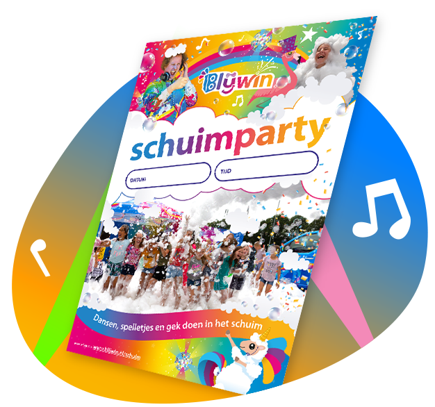 Aankondigingsposter schuimparty van Blijwin