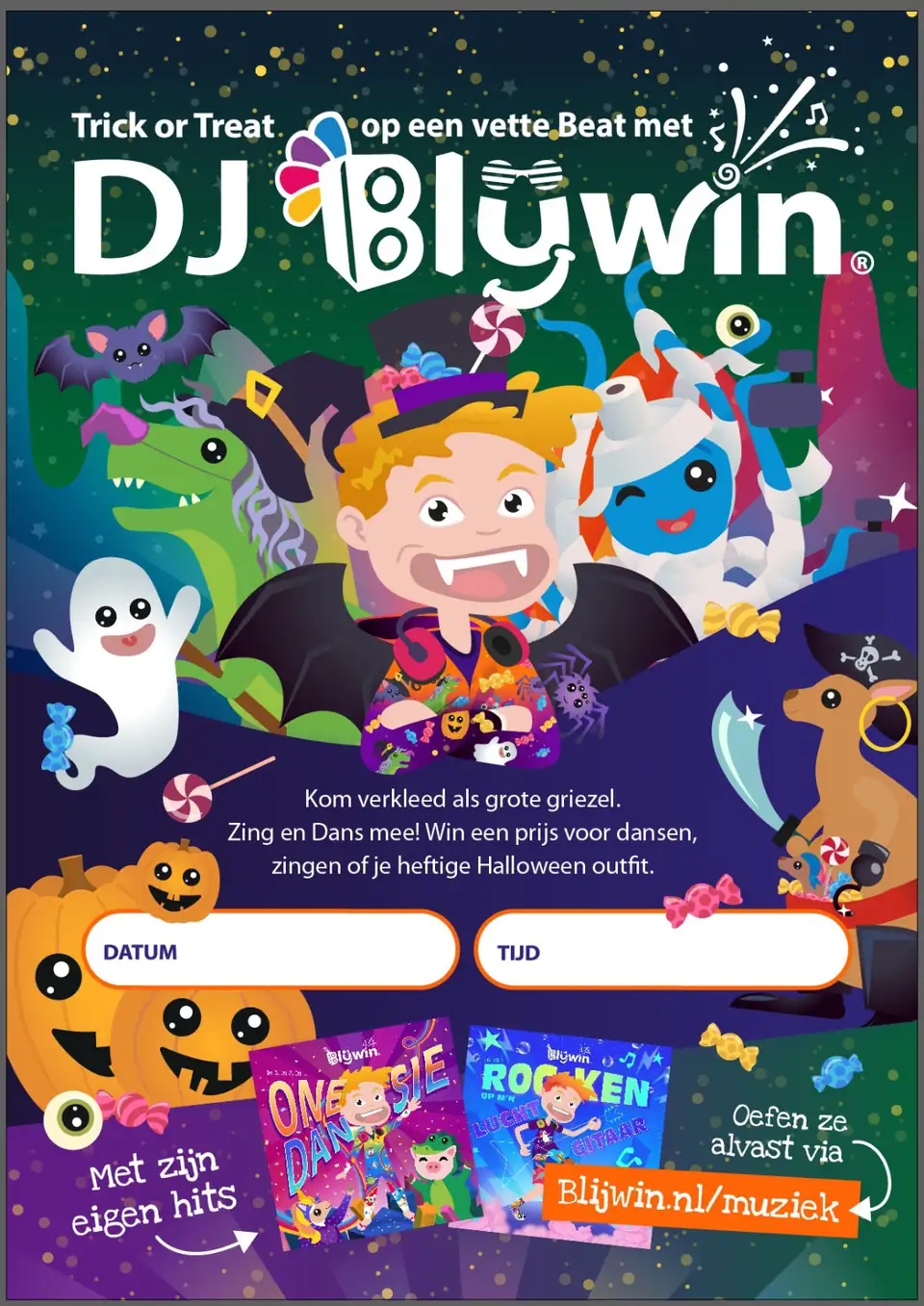 Poster van de Halloween kindershow van Blijwin®
